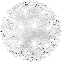 Vista 18 de Esfera iluminada de Navidad de 5.5 pulgadas para colgar al aire libre, esfera de 50 LED, esfera de luz de estrella roja para árbol, porche, cenador