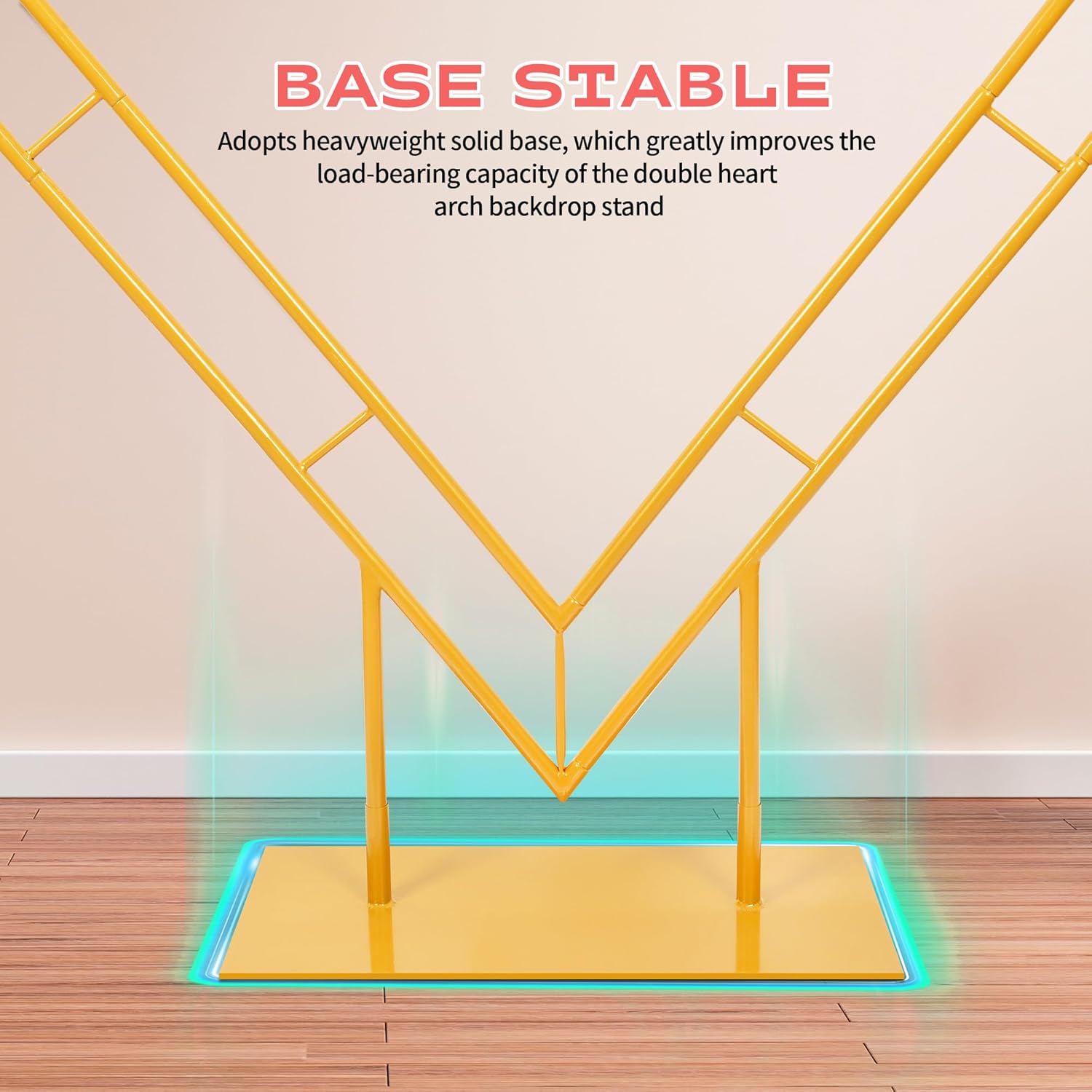 7FT Metal Double Heart Arch Stand for Proposal Heart Balloon Arch Wedding Arch Frame for Ceremony,Valentine's Day,Engagement,Birthday Party Decor (Gold)