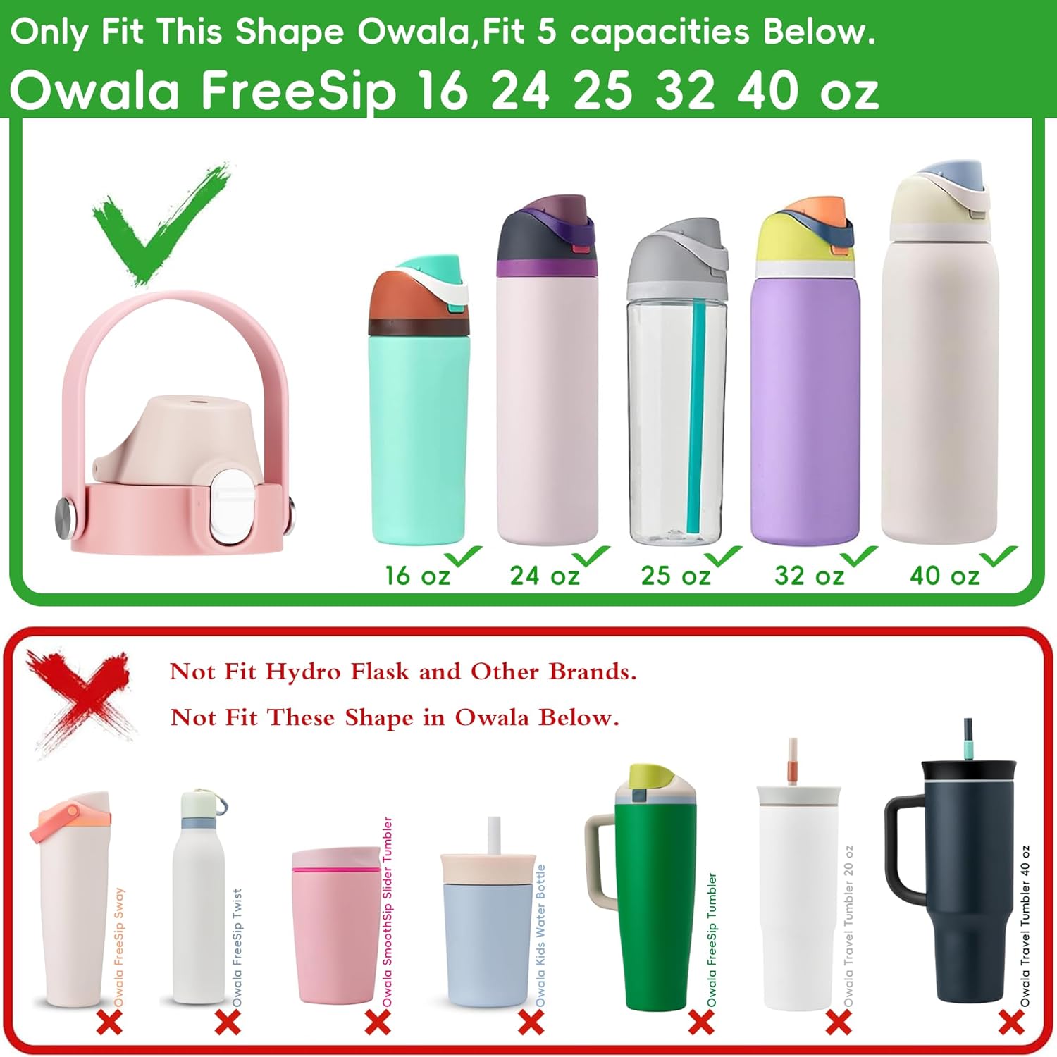 2 IN 1 Lid for Owala Freesip Cups, Replacement Lid for Owala 16oz 24oz 25oz 32oz 40oz, One Button Water Bottle Top Lid,BPA-Free Owala Accessories, Leak-Proof and Dishwasher Safe - Image 2