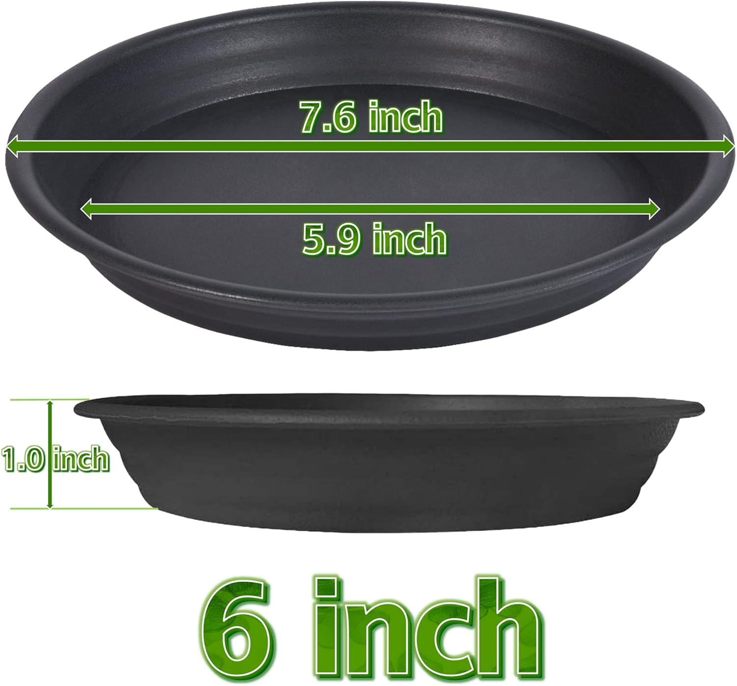 SAUCERHOME Plant Saucer 6 8 10 12 14 15 16 inch, 5 Packs Durable Pot Tray Thick Strong Tall Plastic Flower Planter Saucers Plant Plate Water Catcher for Indoors Outdoors Dark Gray (6 Inch) : Patio, Lawn & Garden