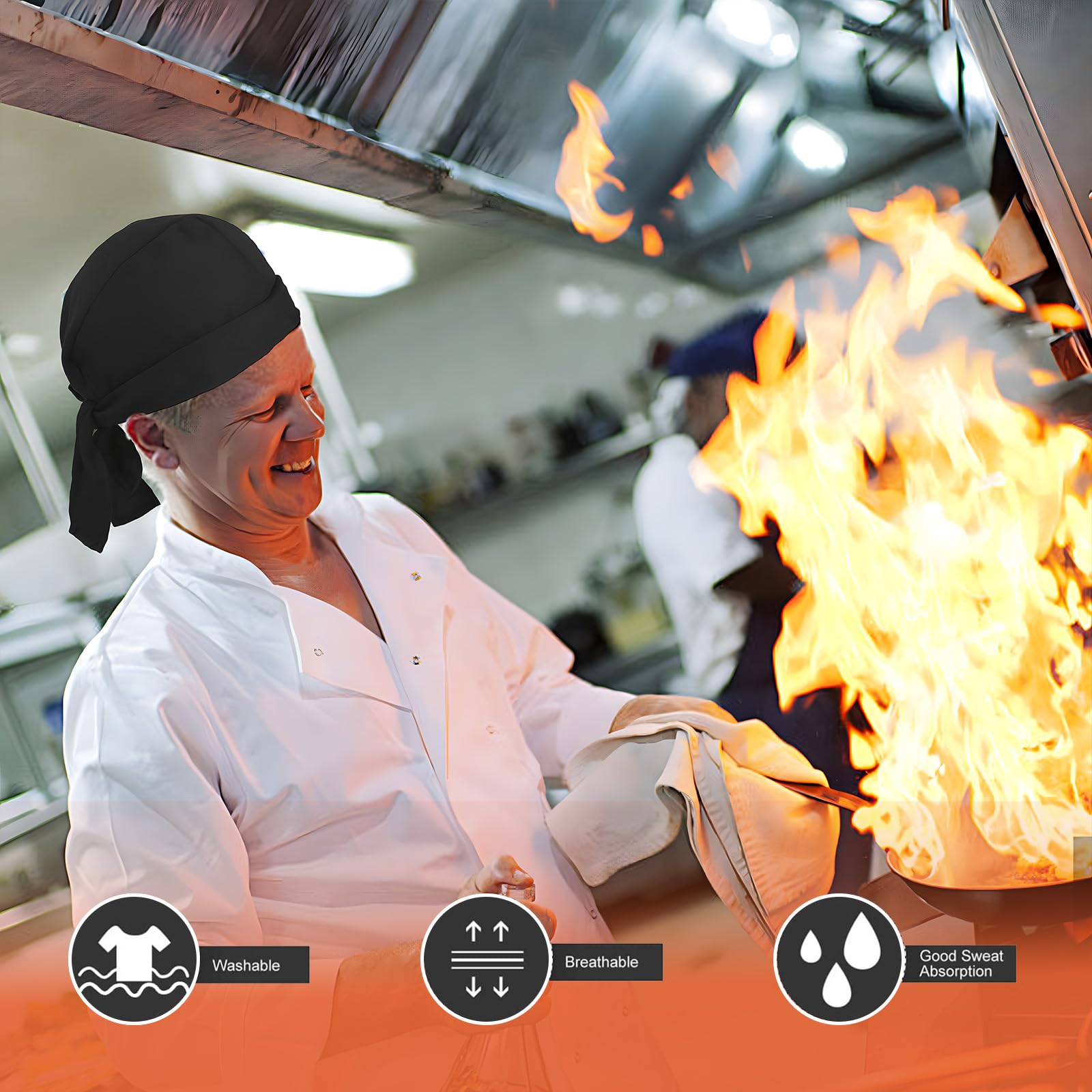 3 sztuki czapek kucharskich, uniseks, męska czapka kucharska, elastyczna, regulowana i oddychająca, rozmiar uniwersalny, do restauracji, hoteli, piekarni, szkół i domu (czarna)