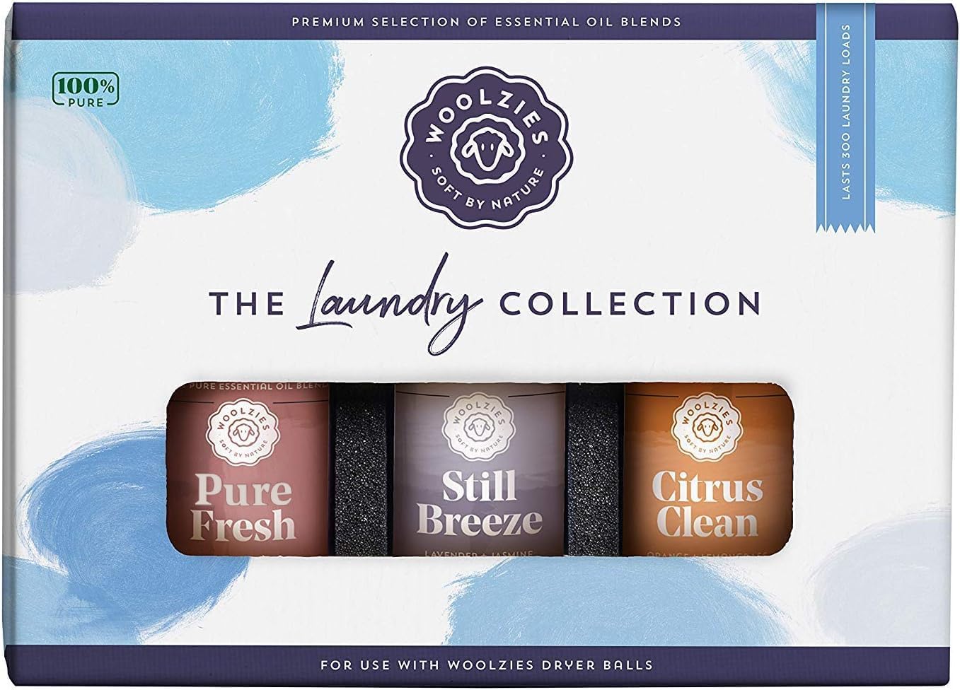 Laundry Collection Essential Oil Set | 100% Pure Therapeutic Grade Aromatherapy Oil | Use with Wool Dryer Balls or Oil Diffuser | Gift Set Includes Pure Fresh, Still Breeze, Citrus Clean