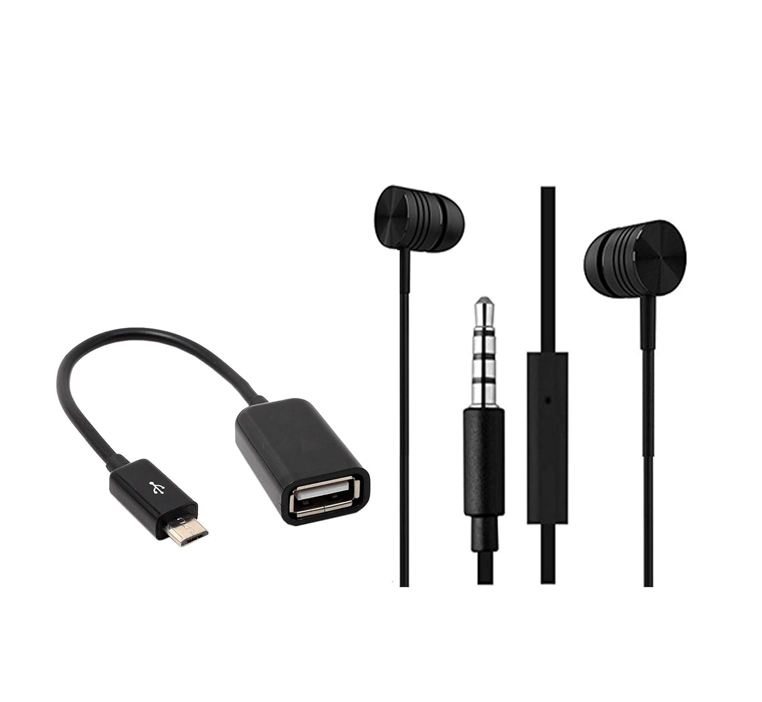 kacus Combo Offer OTG Cable for Tecno CAMON I with Extra Bass Earphone