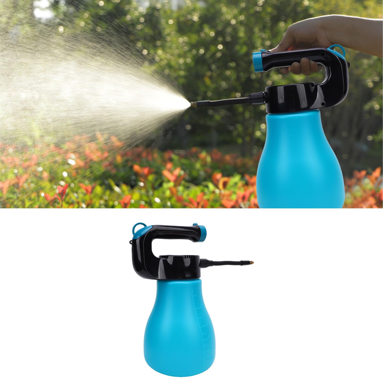 Luocute Elektrische Sprühflasche, 3L Wiederaufladbare Handheld -Pflanze mit Einstellbares Düse Biegsames Langes Spray für Innengarten Im Freien Gartenauto Waschen (Blue)