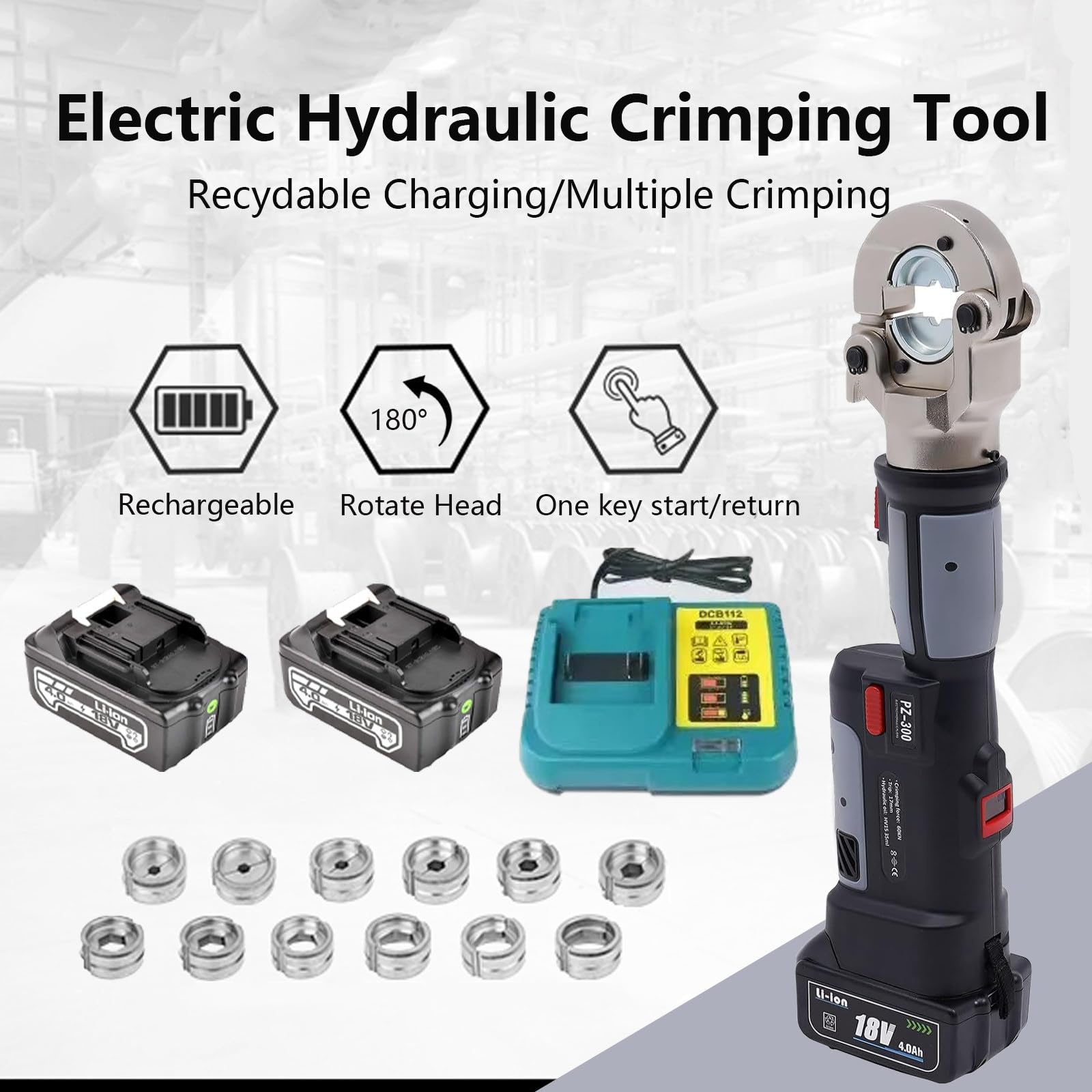Elektryczne Hydrauliczne NarzęDzie Do Zaciskania KońCóWek Kablowych Hydrauliczne Elektryczne Zaciskarki Do KońCóWek Kablowych Zestawy Akumulatorowych NarzęDzi Do Zaciskania,Gray