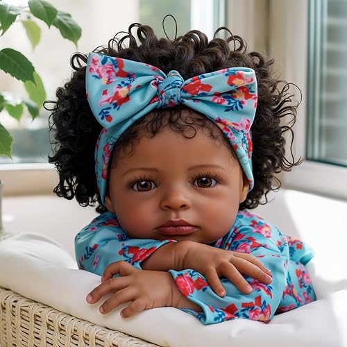 BABESIDE Realista Reborn Black Girl- Muñecas realistas de 18 pulgadas con ropa y juguete de regalo para niños a partir de 3 años