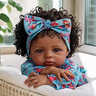 BABESIDE Lifelike Reborn Black Girl- 18-Inch Realistic Newborn Real Life Baby Dolls with Clothes and Toy Gift for Kids Age 3+