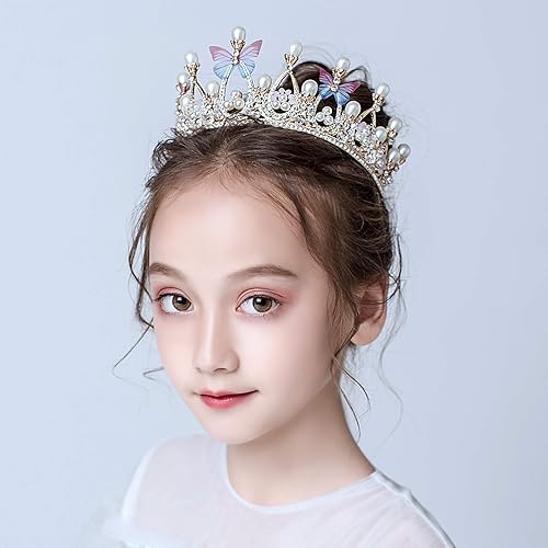 Miniatura 4 de Tiaras de princesa para niñas, corona de cumpleaños para niñas, mariposa, princesa, disco de rendimiento, modelo de cabello, pasarela, tiara de