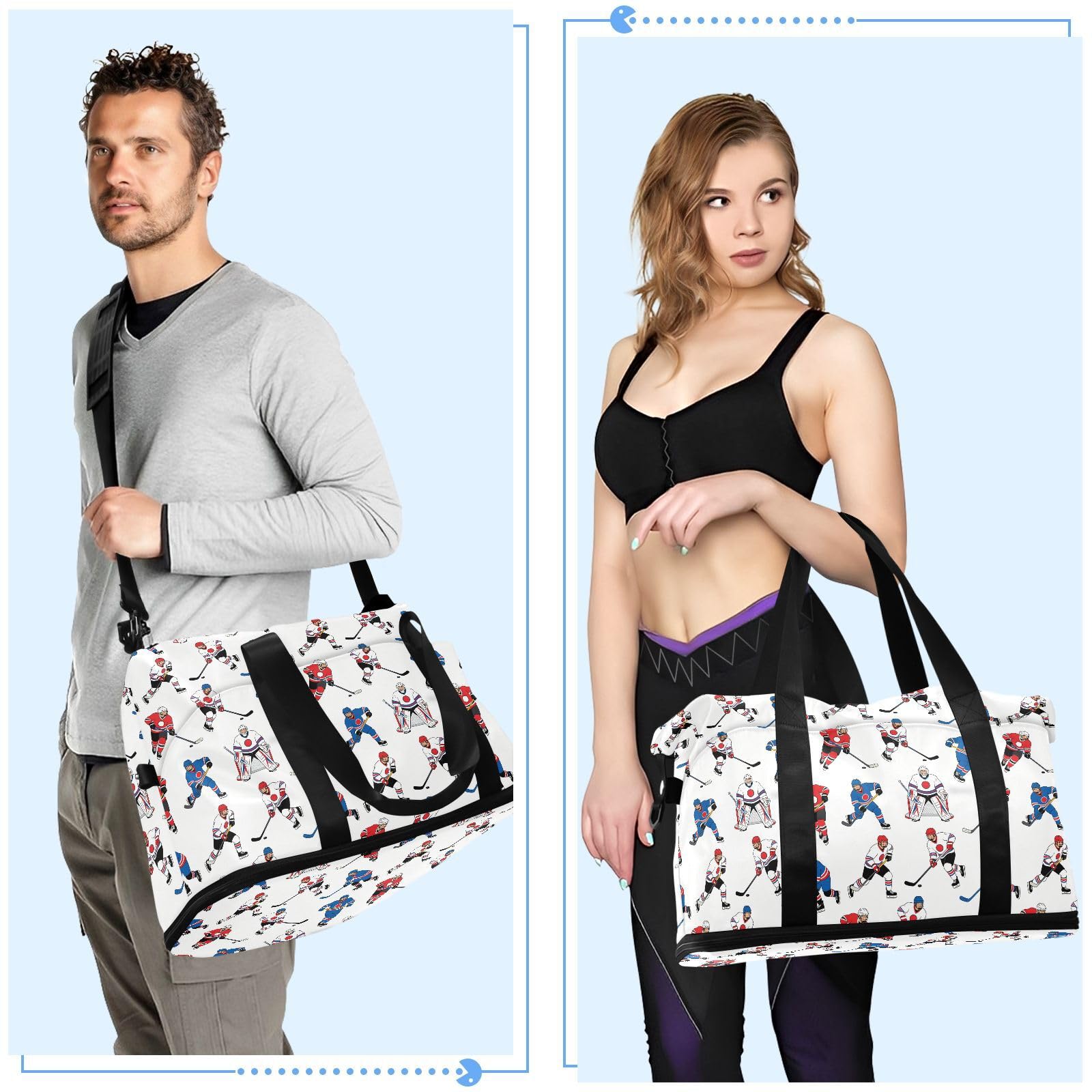 Sac de voyage imperméable pour articles personnels de hockey sur glace et bagage avec trousse de toilette pour voyage en avion