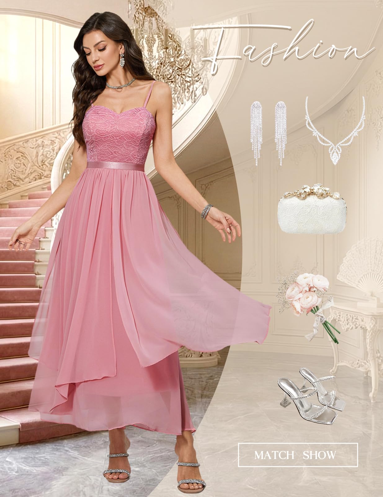 HomRain Vestido maxi de gasa con tirantes finos para mujer, talla XS, para cóctel, fiesta de graduación, regreso a casa, invitada a boda, desfile