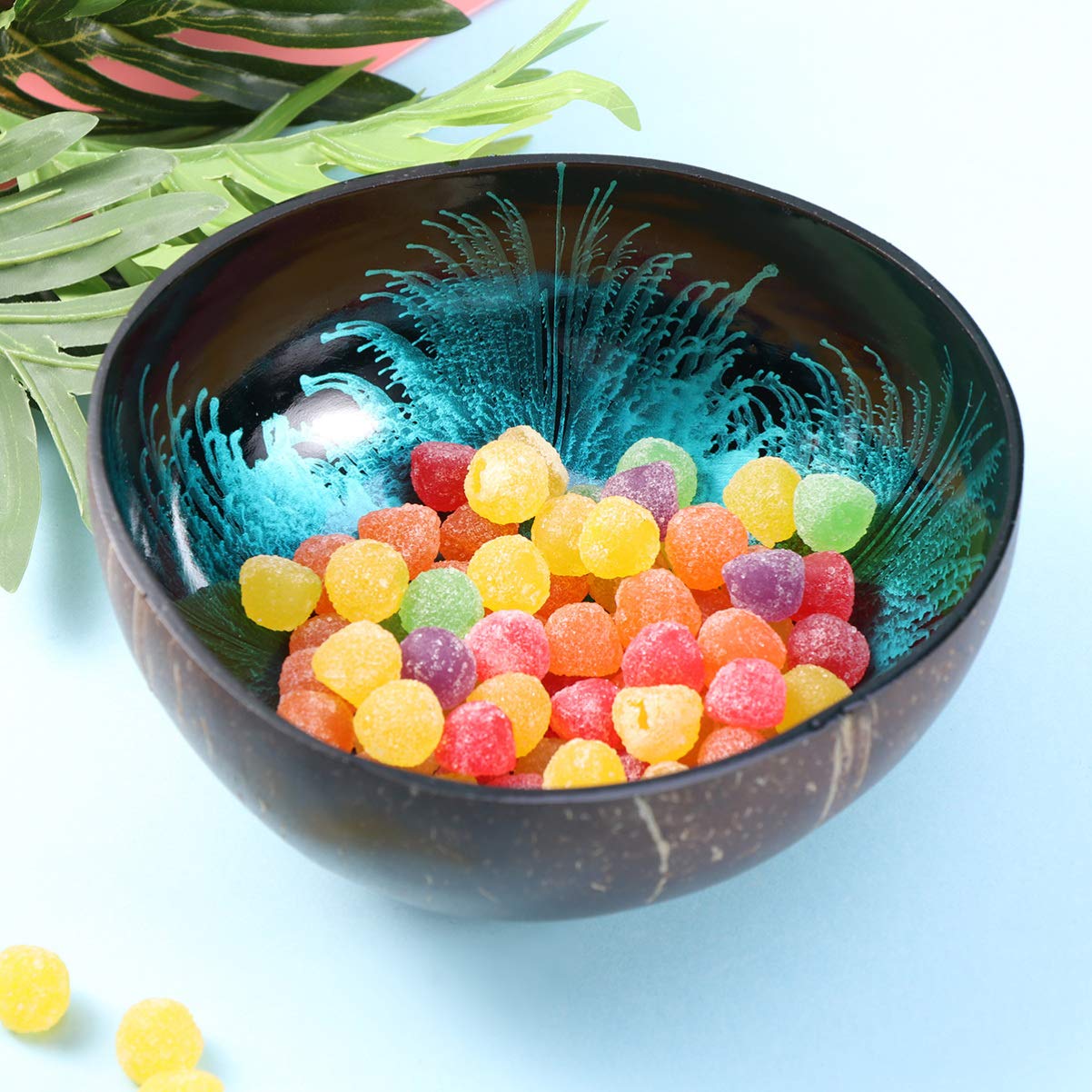 DOITOOL Natural Coconut Shell Bowl Cozy Entryway Key Holder Decorative Candy Container Nuts Storage Bowl for Kitchen