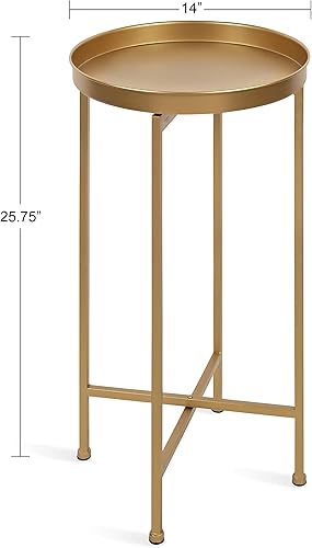 Miniatura 49 de Kate and Laurel Celia - Mesa redonda plegable de metal, negro con base dorada Dorado/Negro,Dorado/blanco,Negro -,Negro/Oro,Negro /Gris,Negro,