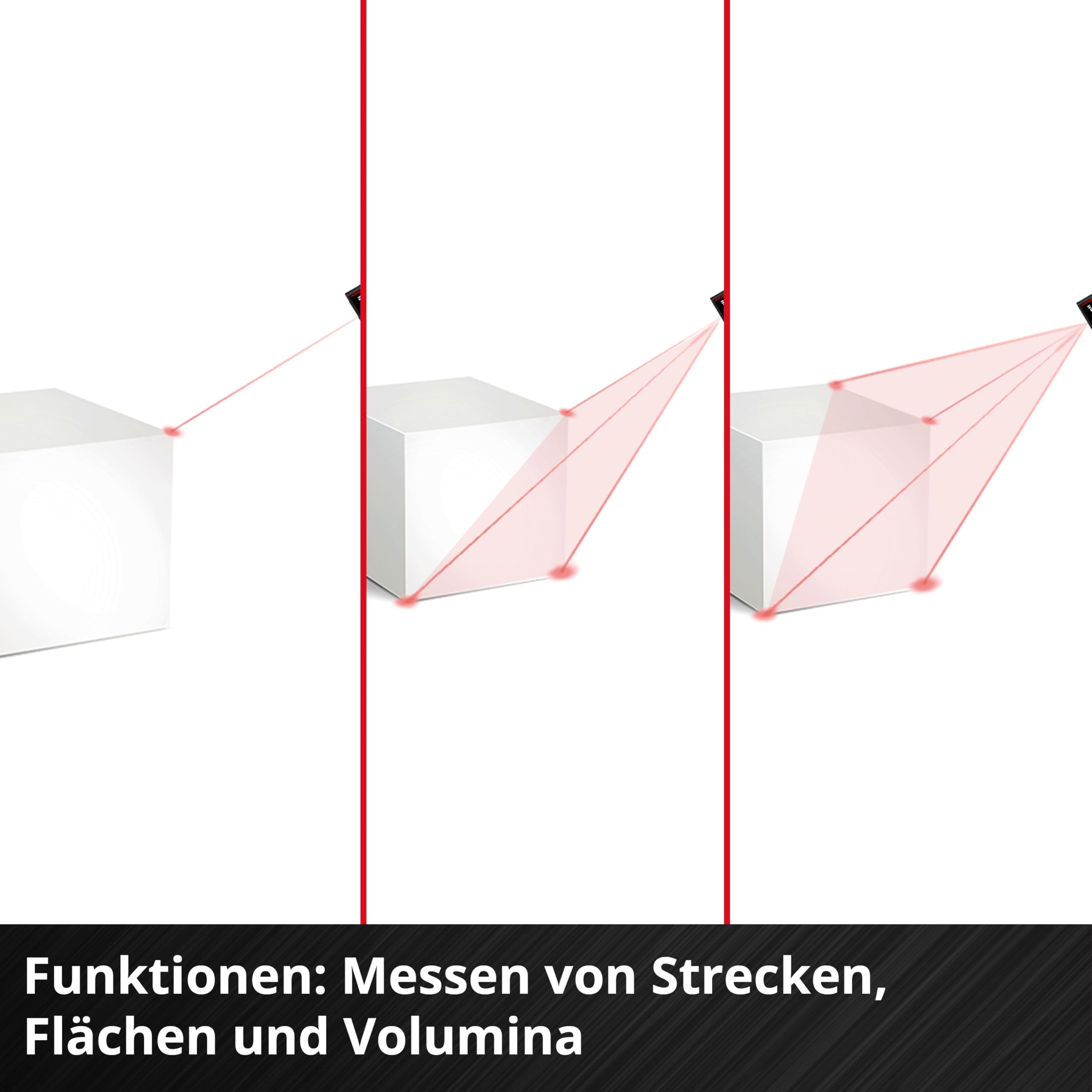 Einhell Laser Entfernungsmesser TC-LD 30 R (30 m max. Messbereich, Messmodi Distanz, Fläche, Volumen, Dauermessung, LCD-Display, Abschaltautomatik, ohne Batterien)