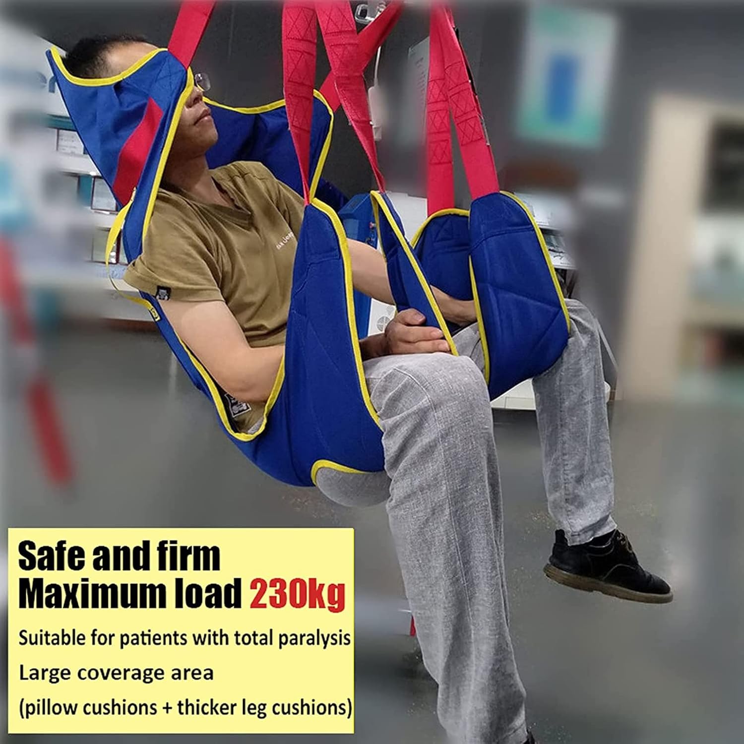 GUNEL Patient Lift Toileting Hoist Sling, Full Body Patient Lifting Harness Commode Lifter Divided Leg Shower Sling Medical Transfer Belt for Paralyzed Elderly and Disabled, Load 230kg