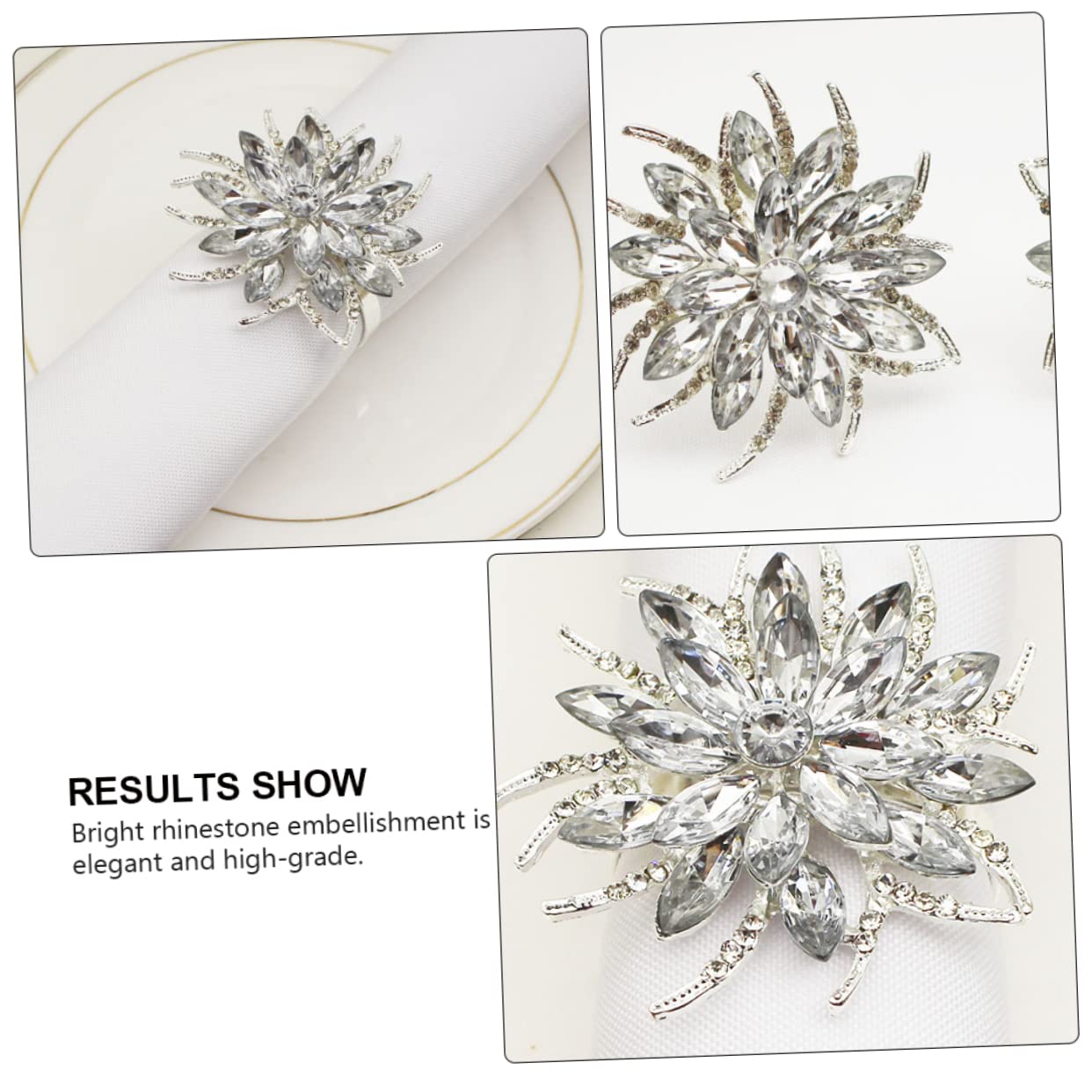 ABOOFAN 2sätze Lotus-Form Weihnachts-Rhinestone Serviettenringe Napkin Buckles Für Hochzeiten Und Dekorative Tischaccessoires