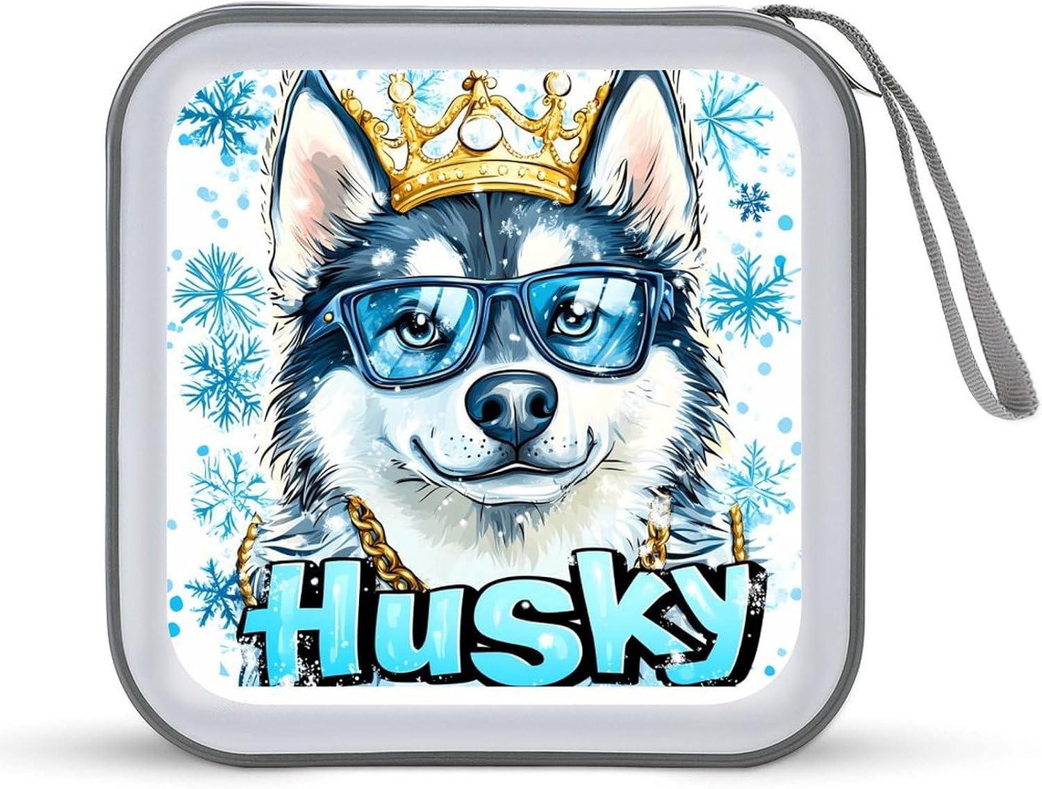 Siberian Husky (4) CD Cases DVD Holder Storage Box Plastic Protection Case for Car Home Office Travel