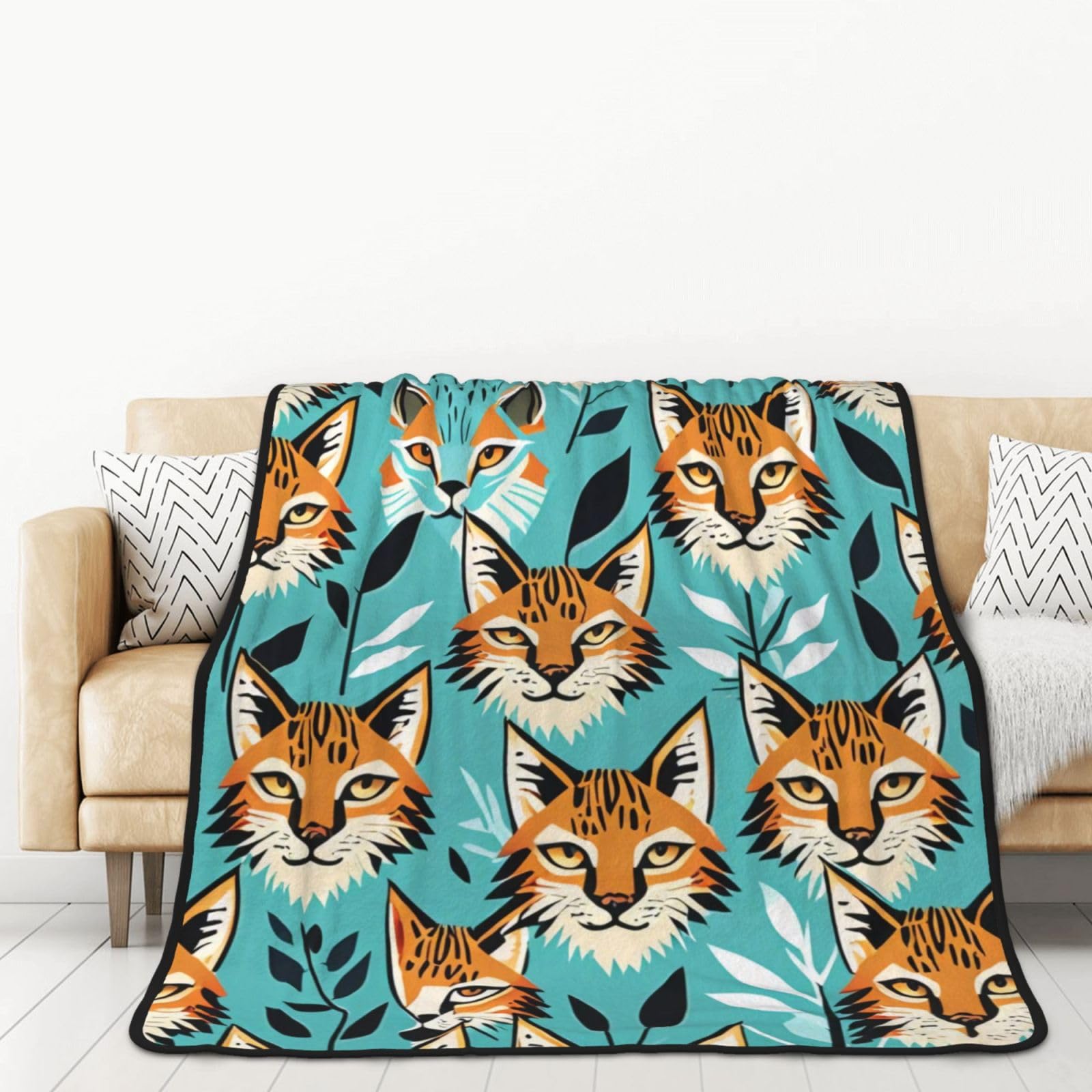 Couvertures lestées pour adultes Sly Lynx plaid flanelle double couche imprimé