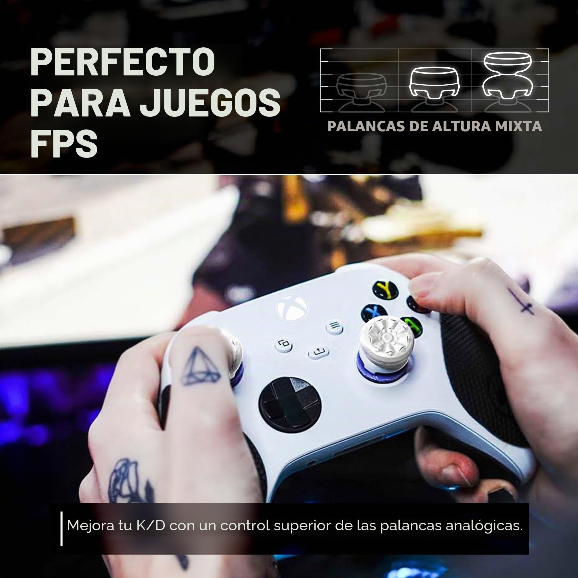 KontrolFreek FPS Freek Galaxy para Xbox One y Xbox Series X/S | Performance Thumbsticks | 1 Altura elevada, 1 Altura media | Blanco.