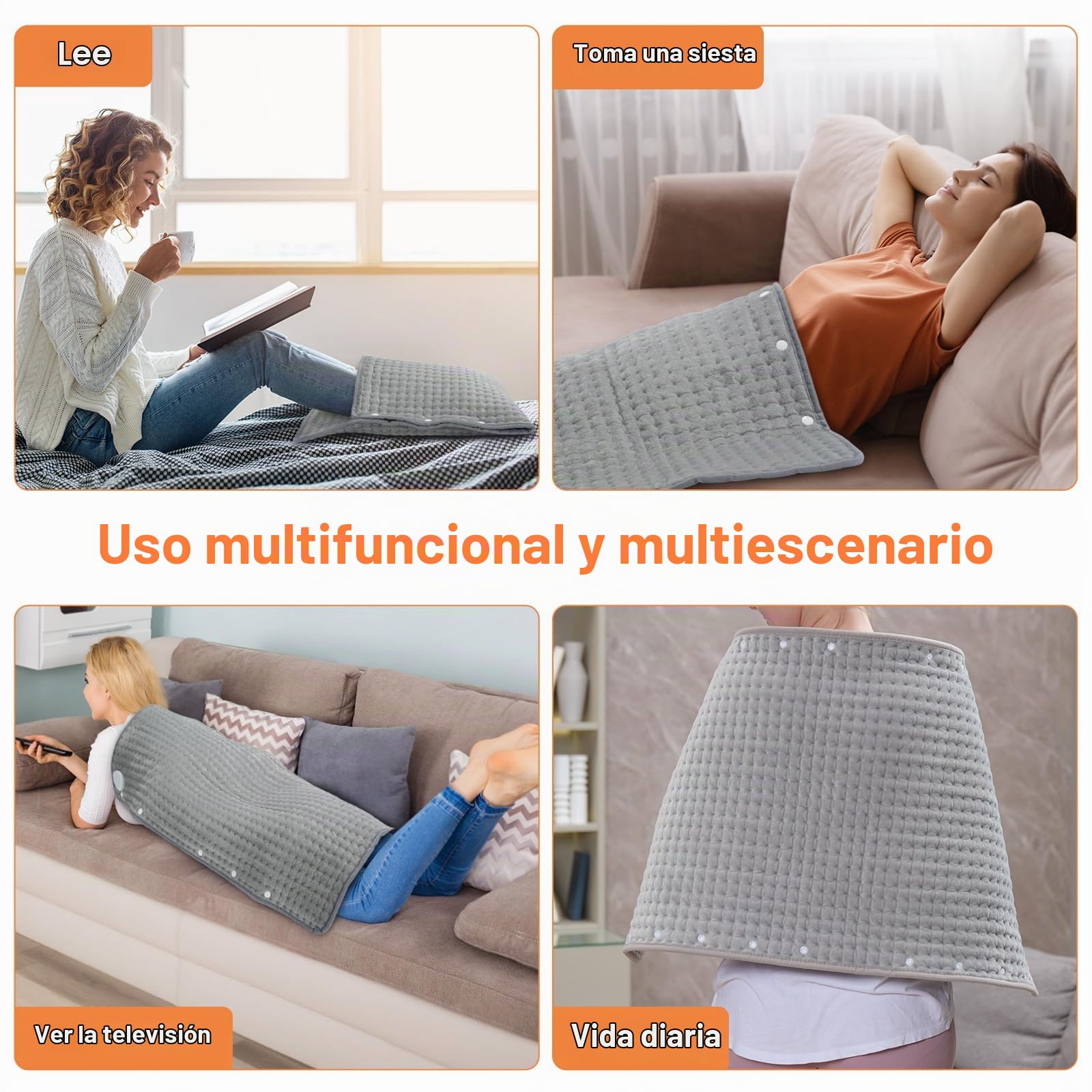 CYFIE Manta Electrica & Calentador de Pies 2 en 1, Almohadilla Electrica 43 x 85cm, Manta Termica para espalda, hombros, Almohadilla Eléctrica Lumbar Calefactor Automático Rápido 30-70℃