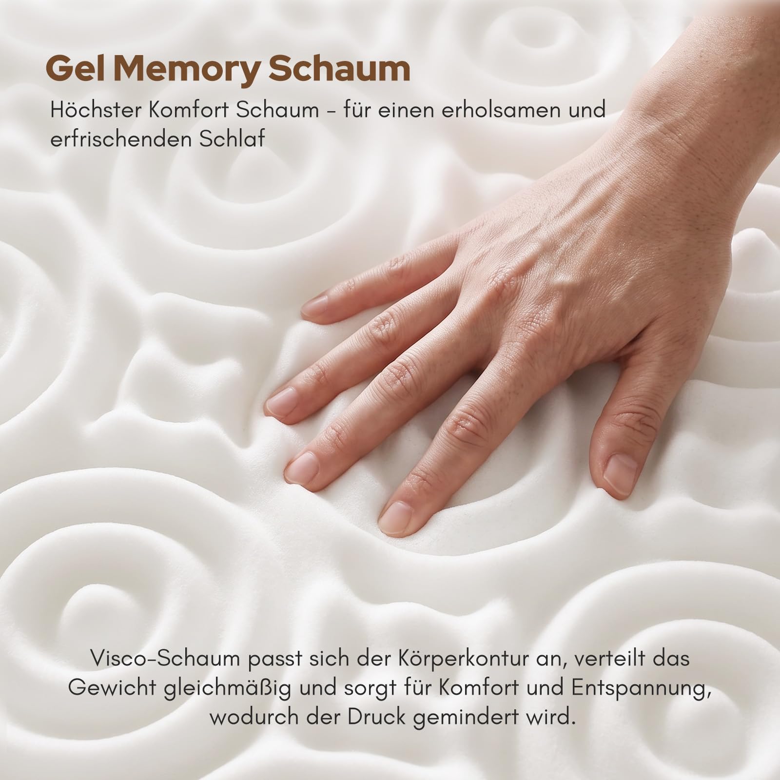 Topper, 8cm Höhe Gel Schaum & 7-Zone Dual-Core/Härtegrade, H2&H3 Matratzen Topper - Kaltschaum & Gel Memory Foam Matratzentopper für Boxspring Bett, Mattress, Sofa (8cm, 180x200cm)