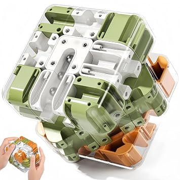 3D Rolling Ball Maze Cube, Marble Labyrinth Cube, 3D Labyrinth Puzzle Cube, Spatial Awareness Brain Training Educational Focus Game Gift for Adults Teens Kids Orange & Green