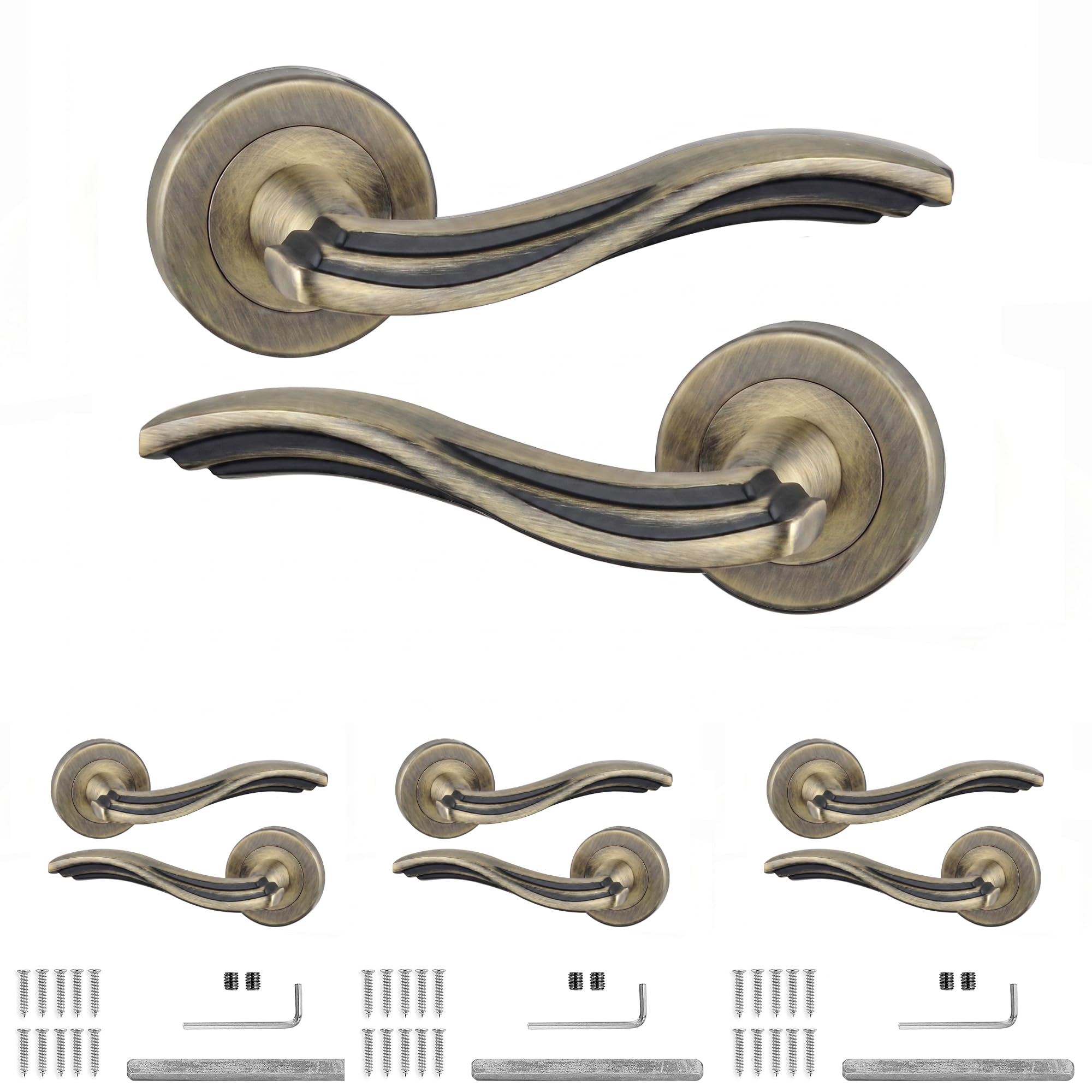 Decoranddecor Solace Antique Brass Internal Door Handles 4 Pack