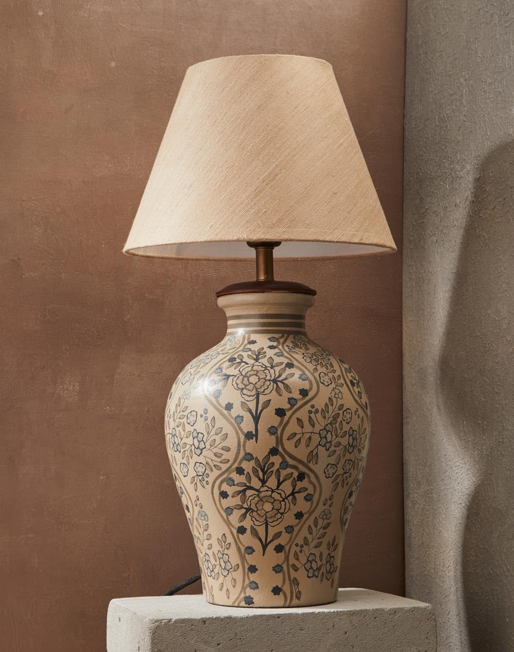 Fabindia Beige Avin Ceramic Table Lamp Without Shade-picture-11