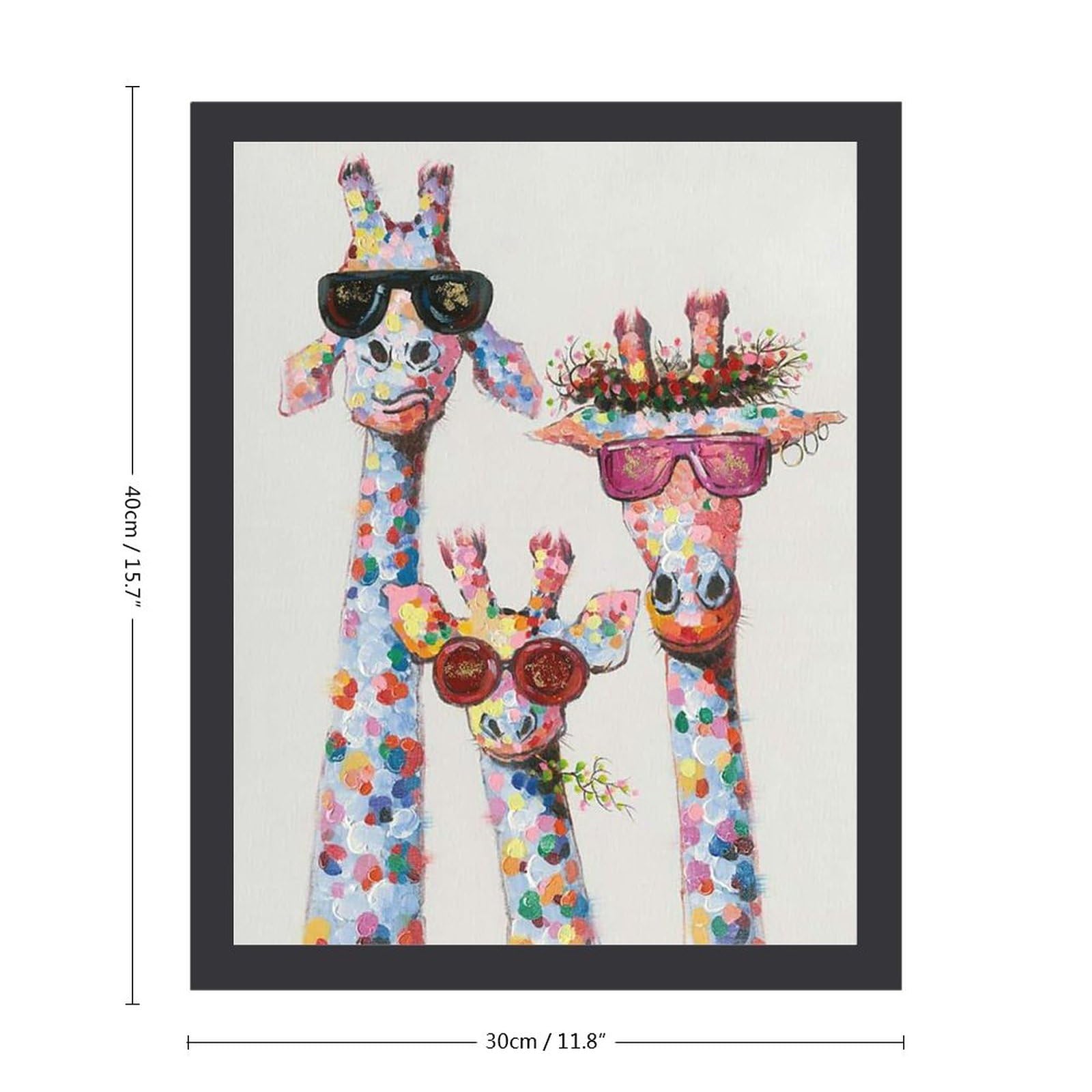 Amazon.co.jp: サングラスをかけた3頭のキリン 絵画 絵 子供らしくて