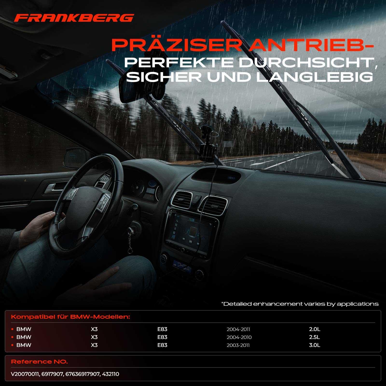 Frankberg Wischermotor Heckwischermotor Kompatibel mit X3 E83 2.0L-3.0L X3 E83 xDrive18 xDrive20 xDrive25 xDrive30 2.0L-3.0L Replace# 67636917907