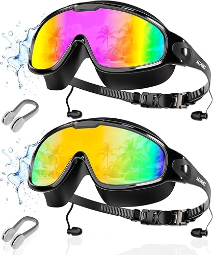 Miniatura 12 de Aegend - Nuevas gafas de natación de visión amplia para adultos, con protección antiniebla/UV, sin fugas, con tapones para los oídos para hombres y