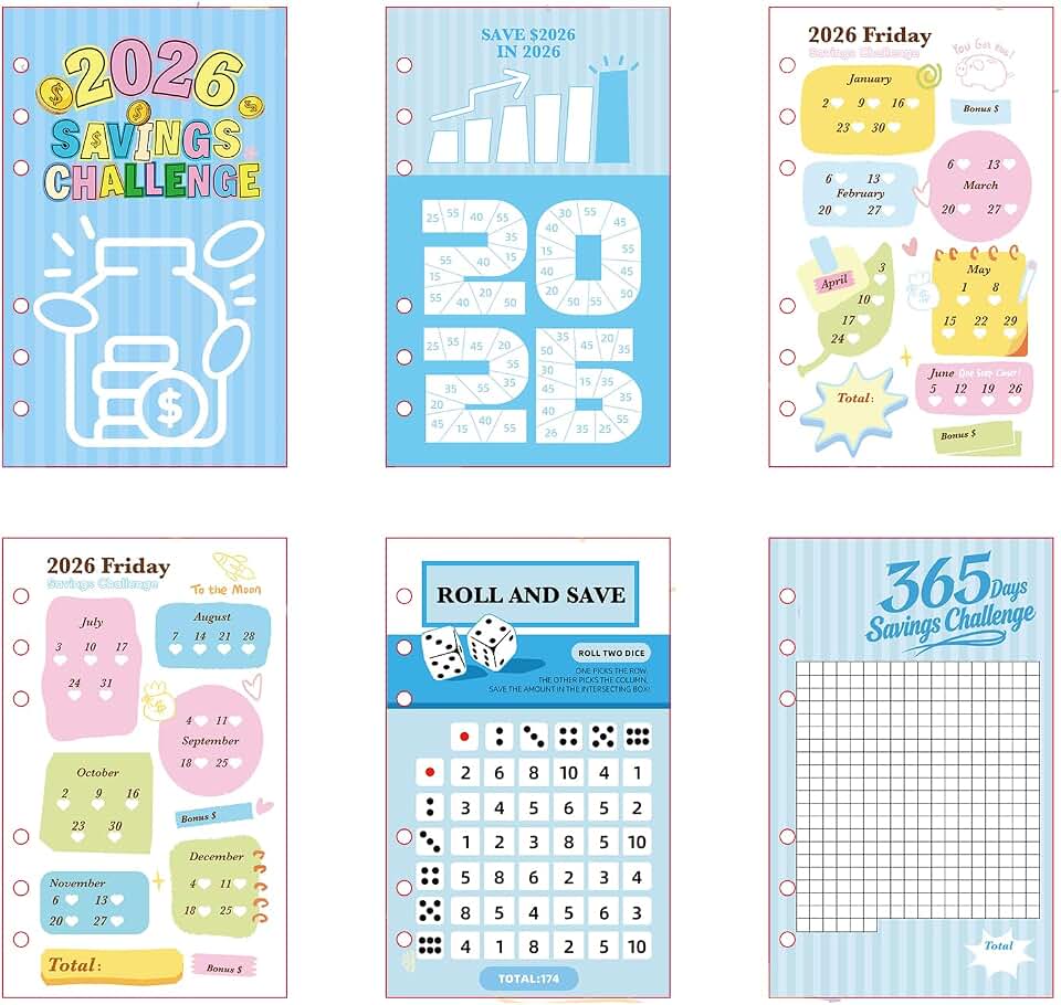 2026 Fridays Savings Challenge insert, SAVE $2026 IN 2026 Money Savings Challenge Trackers for 6-Ring A6 Binders,multiple budget cards for savings journey planner