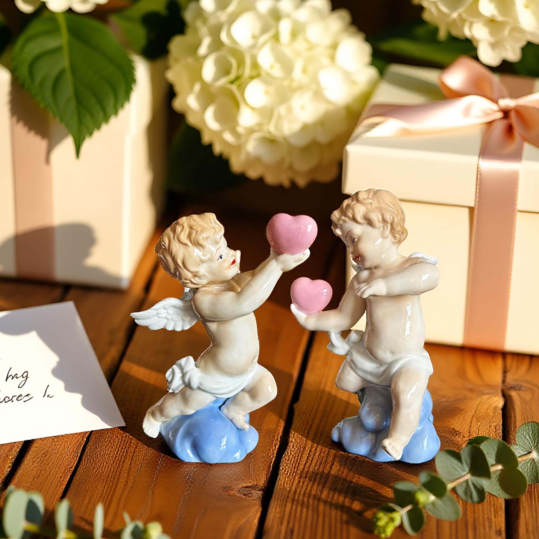 MTME Figuras de porcelana, Ángel Cupido, recuerdos, regalos, escultura decoración del hogar (colse to My Heart)