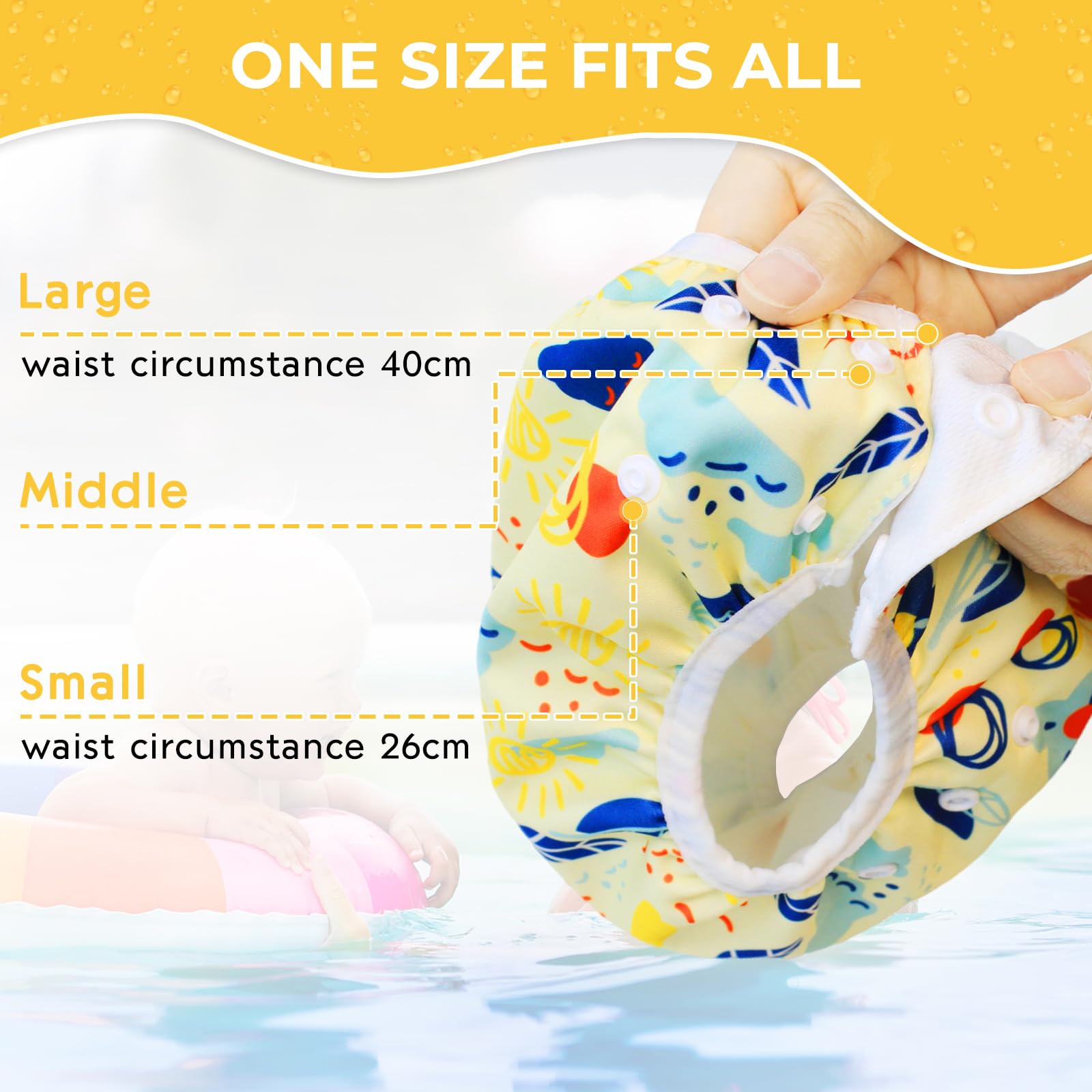 Costume Pannolino Lavabili Impermeabile Pannolino Piscina Neonato 0-3 Anni 2 Pezzi Beige e Blu