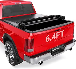 MOSTPLUS 6.4 FT Soft Quad FOLD Truck Bed Tonneau Cover Compatible for 2002-2026 Dodge Ram 1500 Inclu. Classic & New Body/2003-2026 Ram 2500 3500 Fleetside (Without RamBox) |6.4 FT Bed (78 Inch)