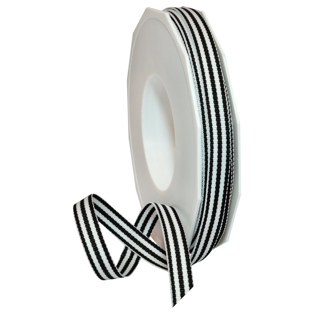 Morex Ribbon Striped Polyester Grosgrain Ribbon, Party Decorations, Gift Wrapping, Fun Patterns, 3/8" by 20 yd., Black