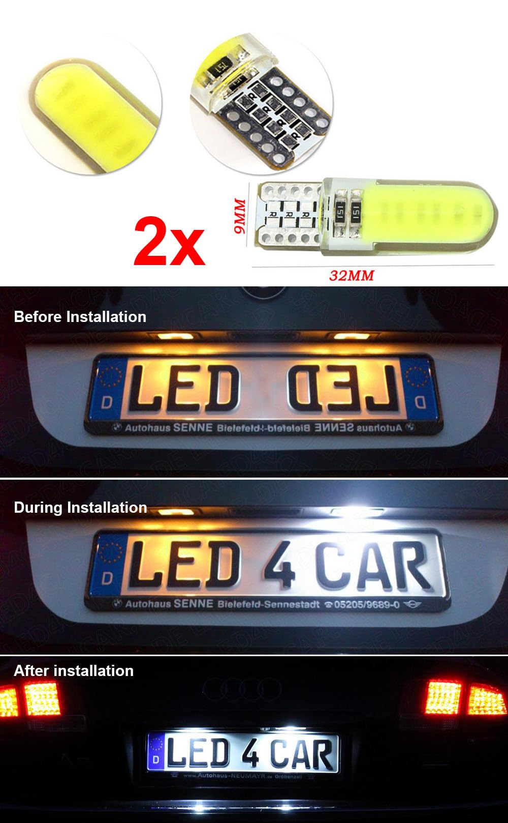 Con lampadina T10 LED, per auto HD, visione notturna, visione posteriore, telecamera di parcheggio, telecamera a colori, impermeabile, ricambio per VW T4 Multivan Transporter Caravelle Business