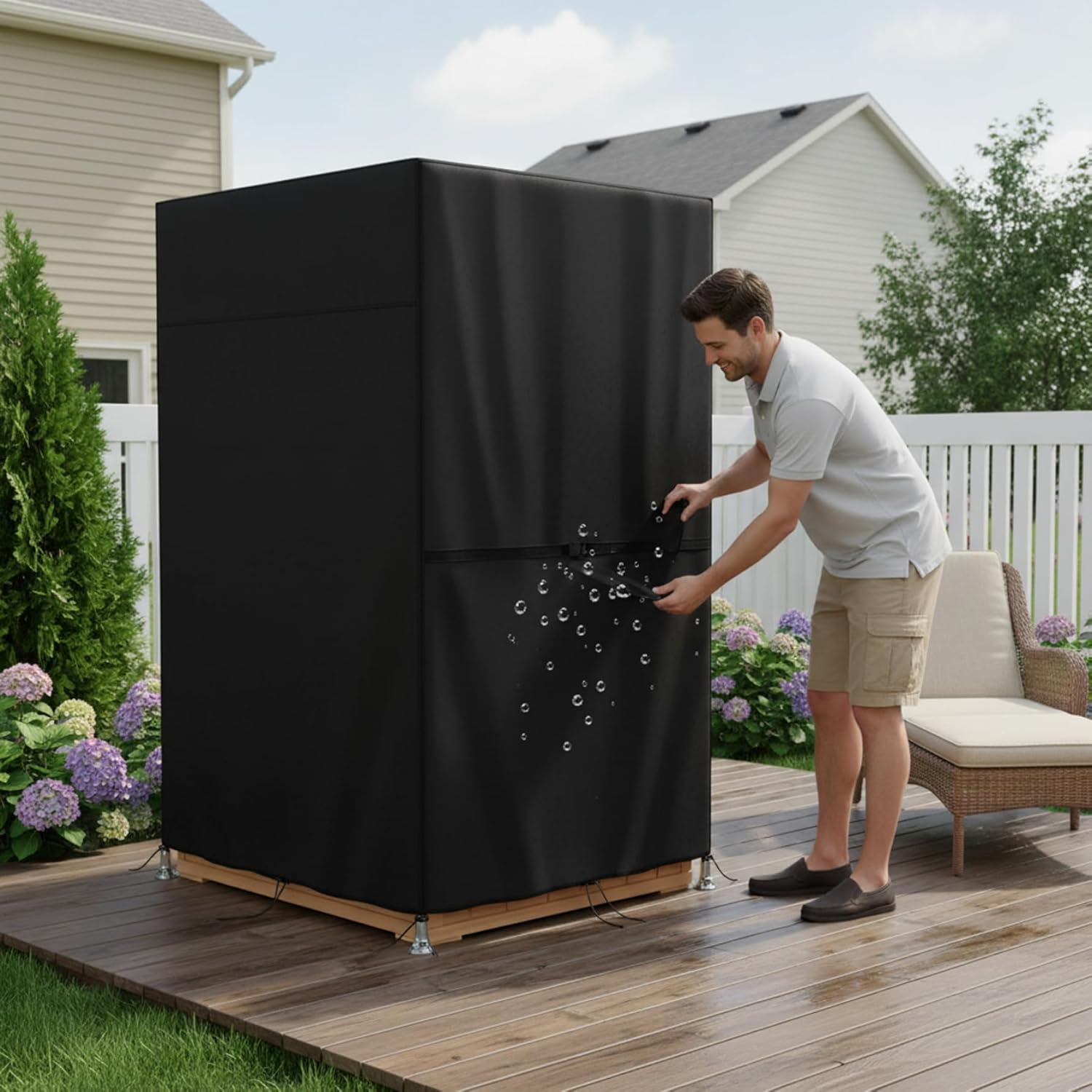Sauna Cover All-Weather Protection Sauna Insulation Cover with Drawstring & Zipper for Indoor & Outdoor Rooms (Black 39.8"x37.4"x72.8")