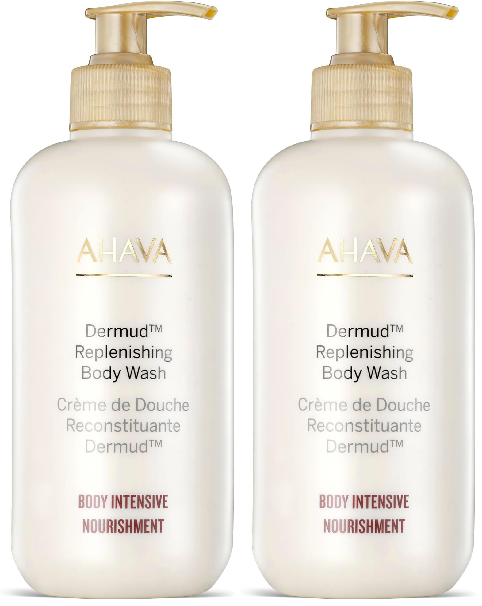AHAVA Körper Intensive Pflege Dermud Auffüllen Körperwäsche 400ml - Trockene und Empfindliche Haut, Angereichert mit Toten Meer Schlamm und Feuchtigkeitsspendendem Osmoter (Packung mit 2)