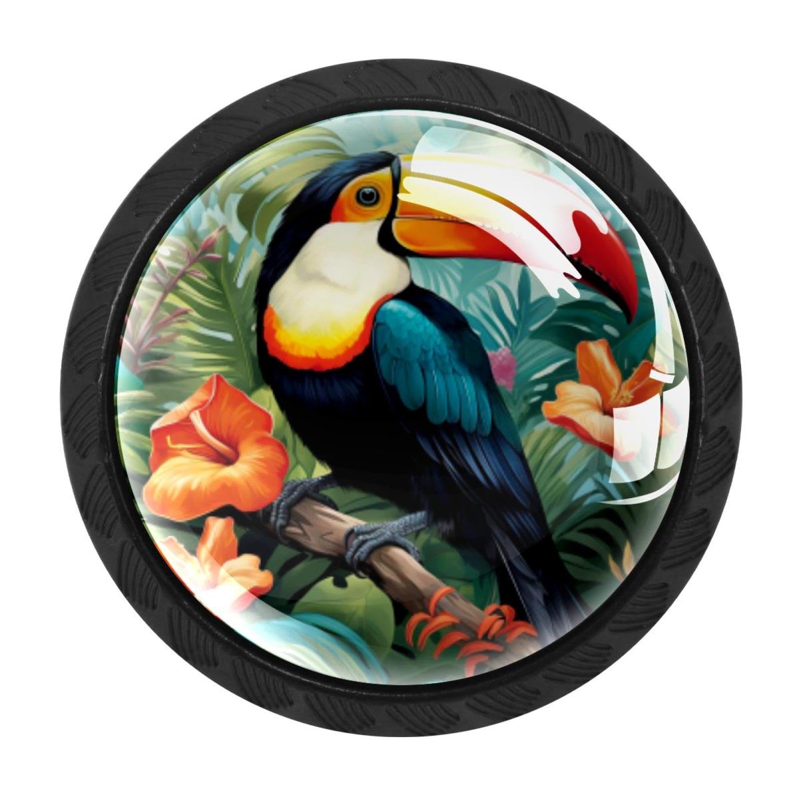 Chenzzzz Multicolored 04 4 Pack Toucan Kitchen Cabinet Knobs Drawer Knobs Dresser Knobs Matte Black Zinc Knobs Drawer Pulls Door Knobs Dresser Drawer Handles Knobs For Dresser Drawers