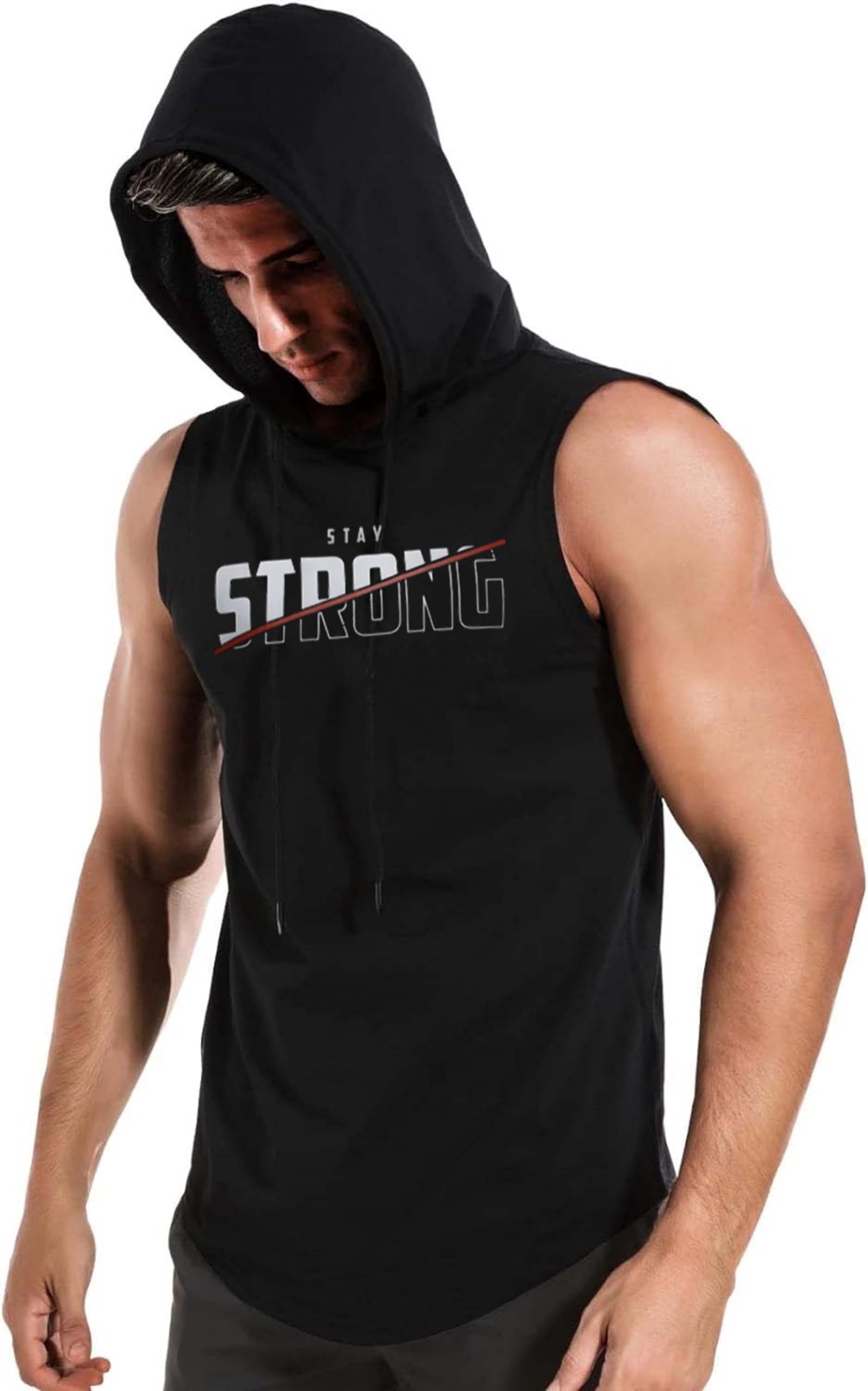 hit square 24 Stay Strong New Polyster Gym/Sports Hood T-Shirt for Men-picture-33