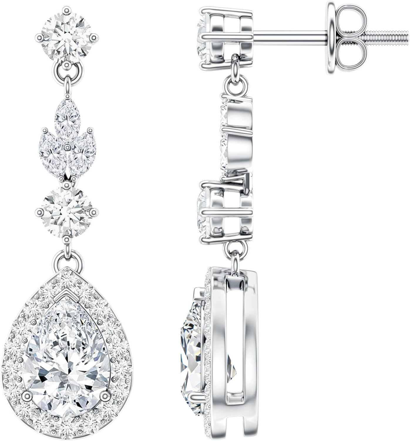 Certified 2.5 Carat Moissanite Dangle Earrings in Silver, D-Vs1 Quality, Moissanite Wedding Earrings - Ideal For Gift