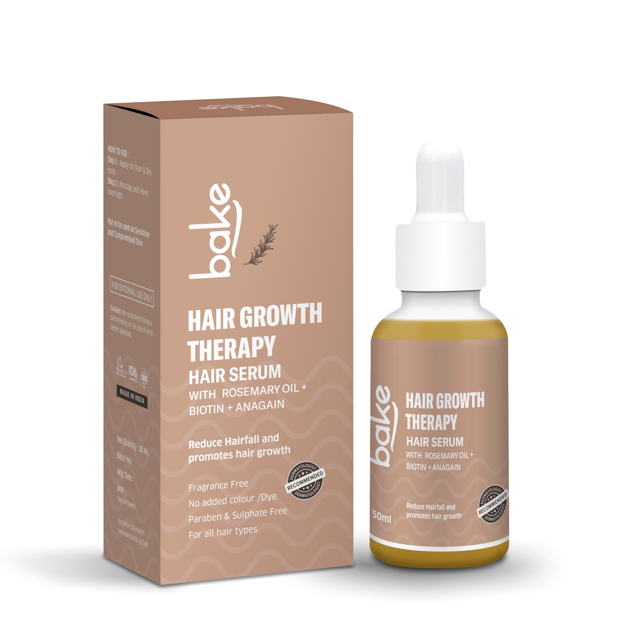 BAKE 95% Pure Rosemary Oil Hair Serum for Hairfall Control with Anagain & Biotin | Scalp Serum For Hair Growth & Dry, Frizzy Hair | For Women & Men | 50ml-image-14