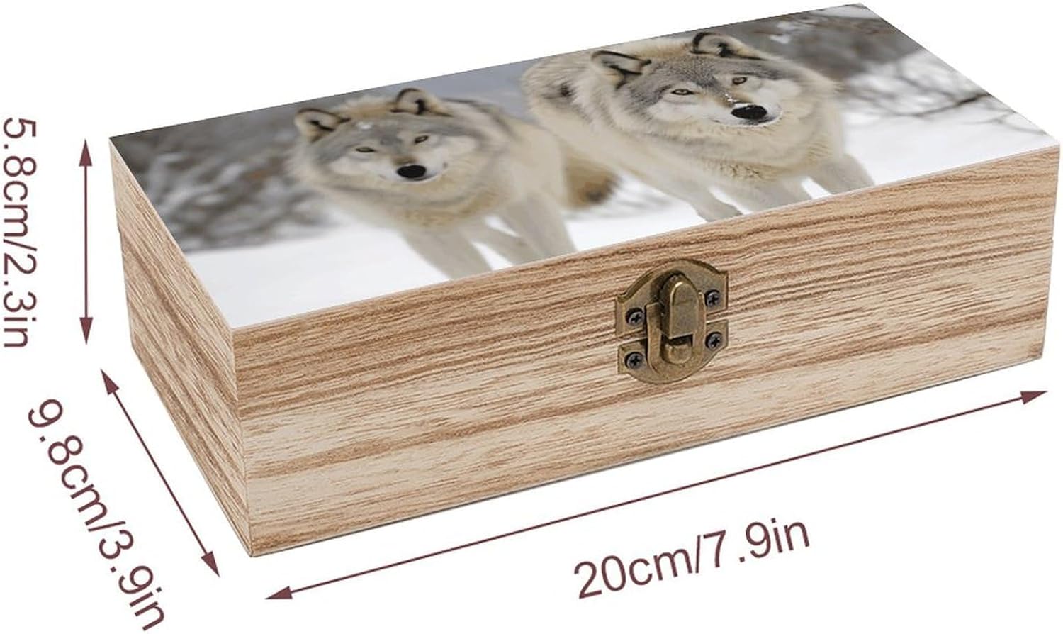 Vintage Wooden Storage Box with Front Clasp Keepsake Box with Lid image 2