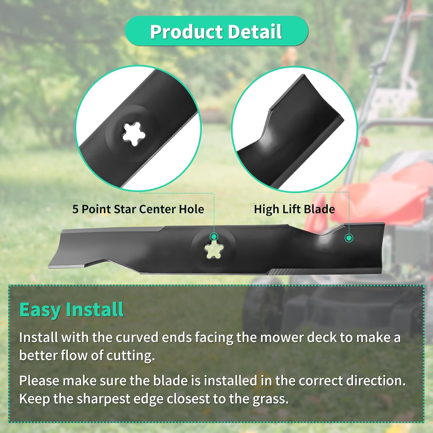 173920 High Lift Blades for 48" Deck, 532180054 Mower Blades Compatible with Hus-qvarna YTH24V48 YTH2348, Pou LAN PP22V48, Craftsman Lawn Tractor, Replaces 180054 539107519 PP24005, 3 Pack