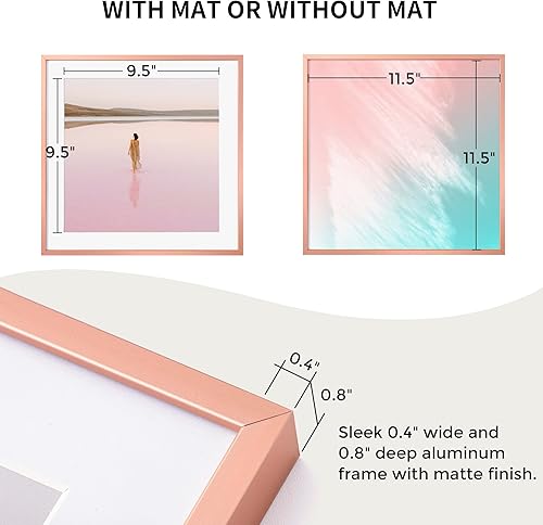 Miniatura 533 de Fun Memories Portarretratos de metal de 16 x 20 pulgadas con paspartú de 11 x 14 pulgadas, acabado de aluminio cepillado, parte delantera de vidrio