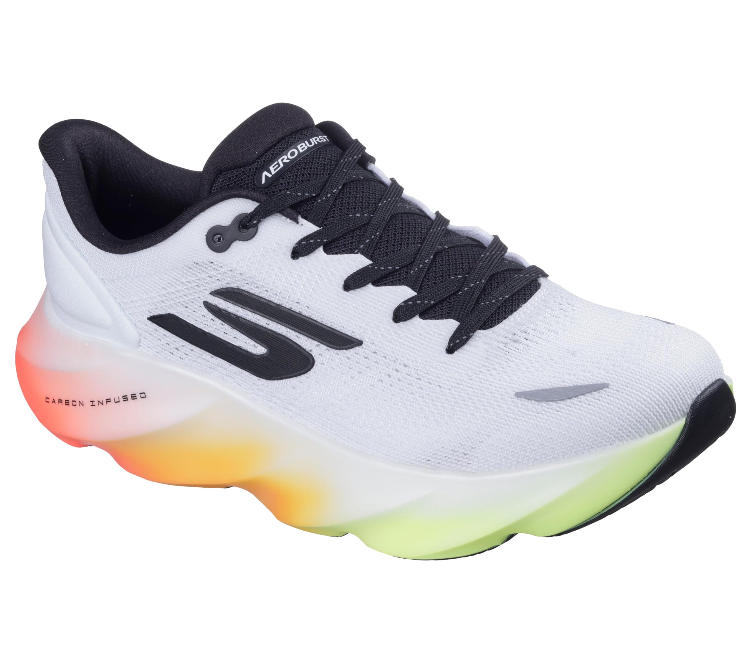 Skechers Men's Aero Burst Running Shoe, White/Black/Multi, 7