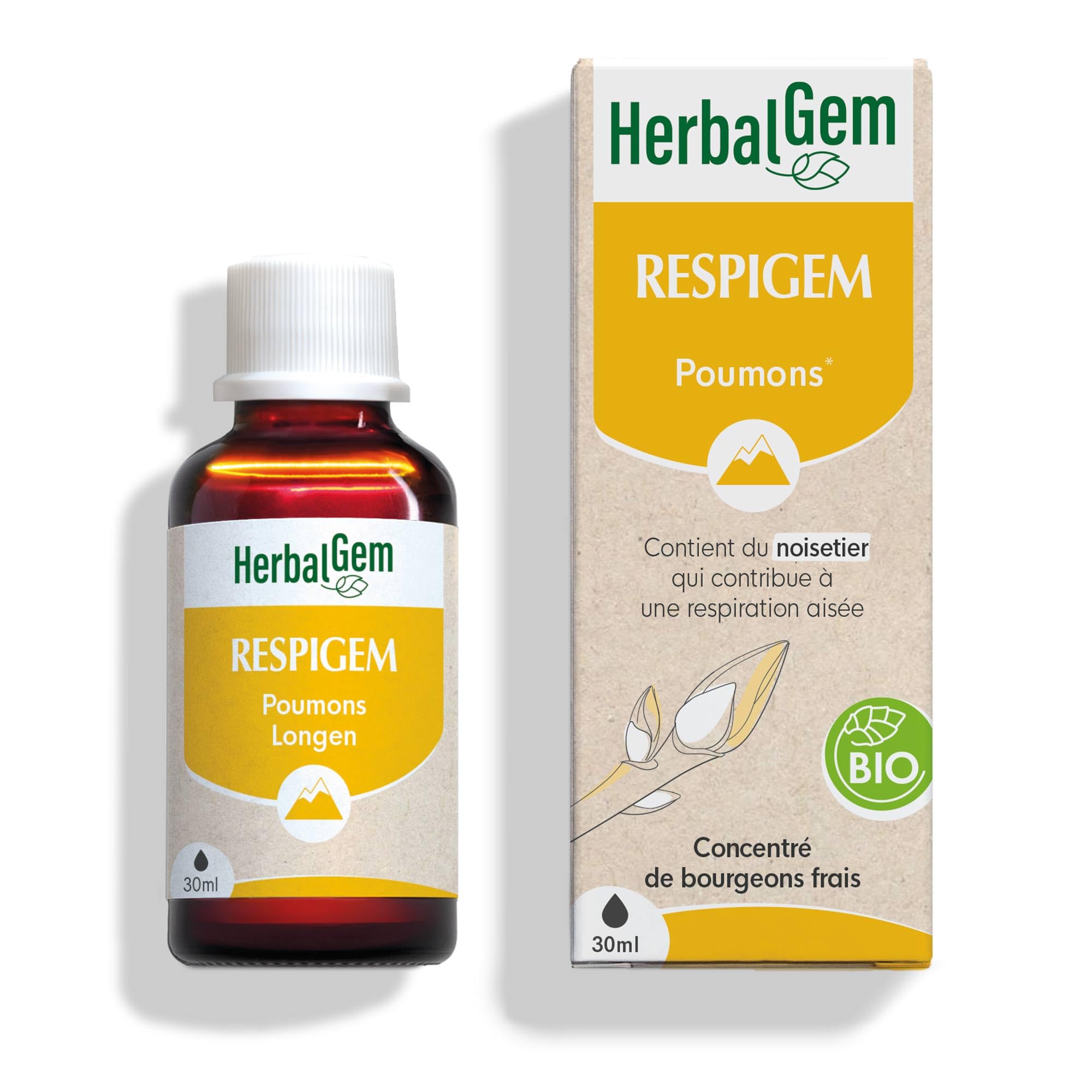 HerbalGem | Respigem Bio | Complexe poumons | Noisetier et Romarin | 30 ml  : Amazon.fr: Hygine et Sant
