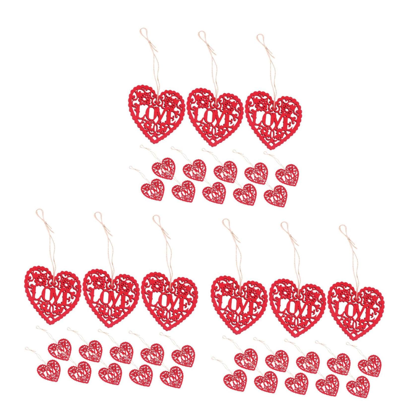 STOBAZA 90stücke Holzherzen Für Dekoration Rote Herz Holzscheiben Für Valentinstag Basteln Und Scrapbooking Unlakierte Holzherzen Aufhängen