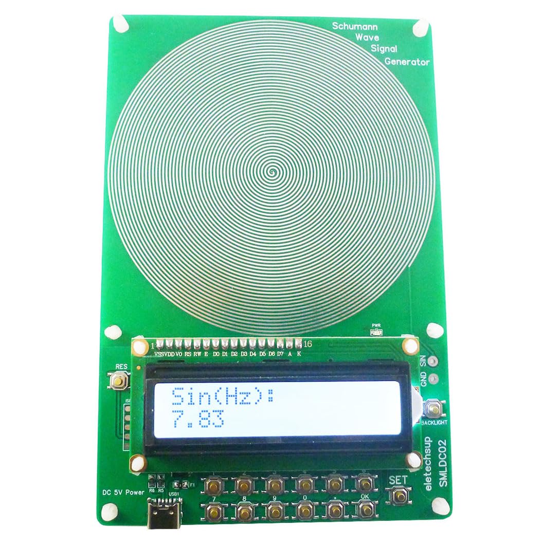 eletechsup Schumann Resonance Pulse Sine Wave Generator, 7.83Hz-100KHz Range, 3.5mm Audio Output, Acrylic Shell, Retains Frequency After Power Off (No Shell)