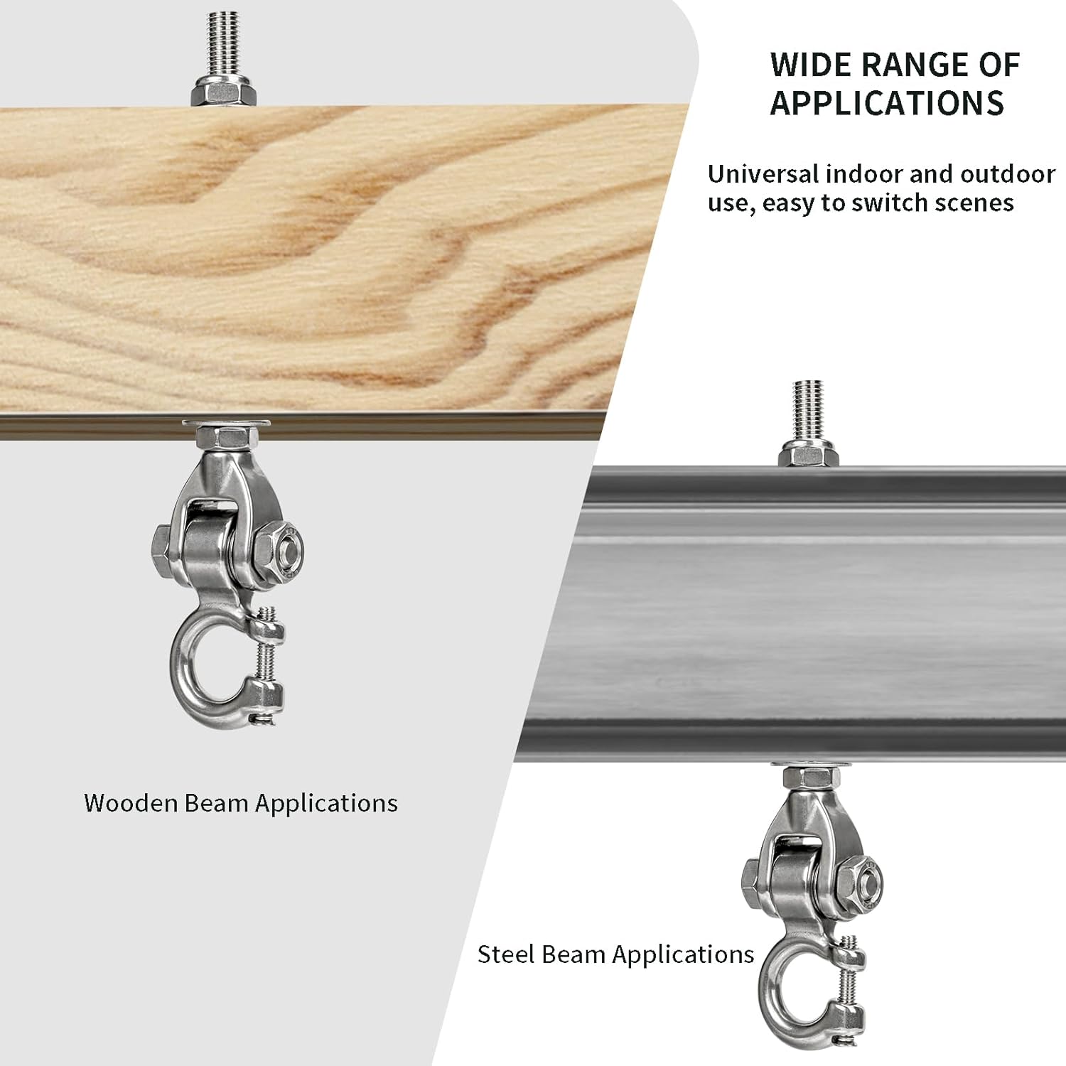 Heavy Duty Swing Hangers for Wooden Sets1000LB Capacity Hammock Hanger Stainless Steel Swing Hardware Accessories 2 Packs 12" for Porch Playground Yoga Heavy Bag Swingset Part